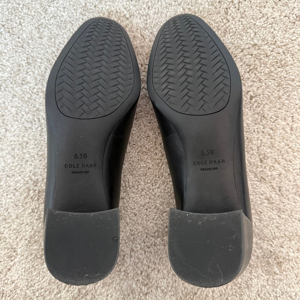 Cole Haan Go-To Shayla Pump Black Leather Block Heel Womens 6.5B Almond Toe - Picture 6 of 7